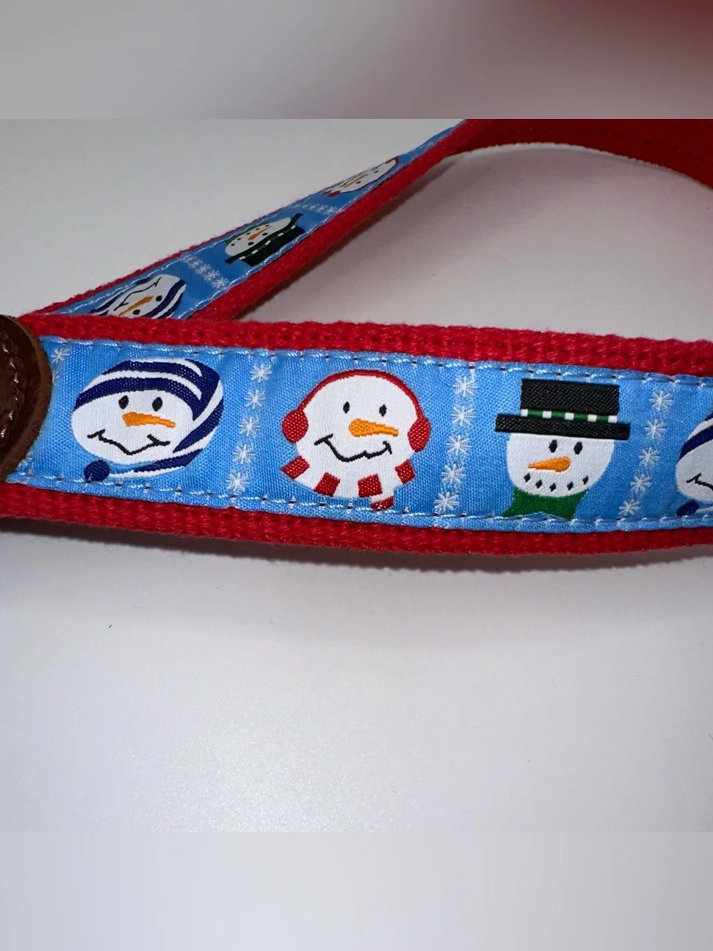 Preston Leather Snowman Holiday Belt Solid Brass Buckle Kids Size 22 Made in USA